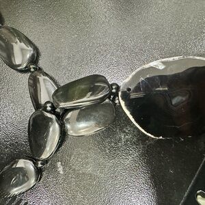 SLEEK BLACK TUXEDO NECKLACE with matching pendant